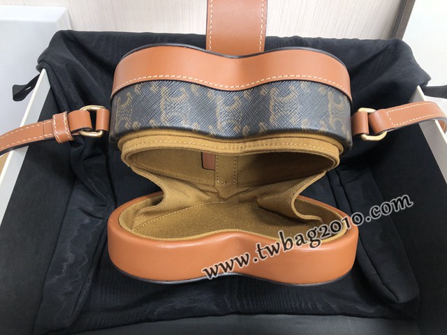 Celine專櫃2023新款TAMBOUR標誌印花牛皮革心形手袋 賽琳膠囊系列愛心盒子包 sldj2264